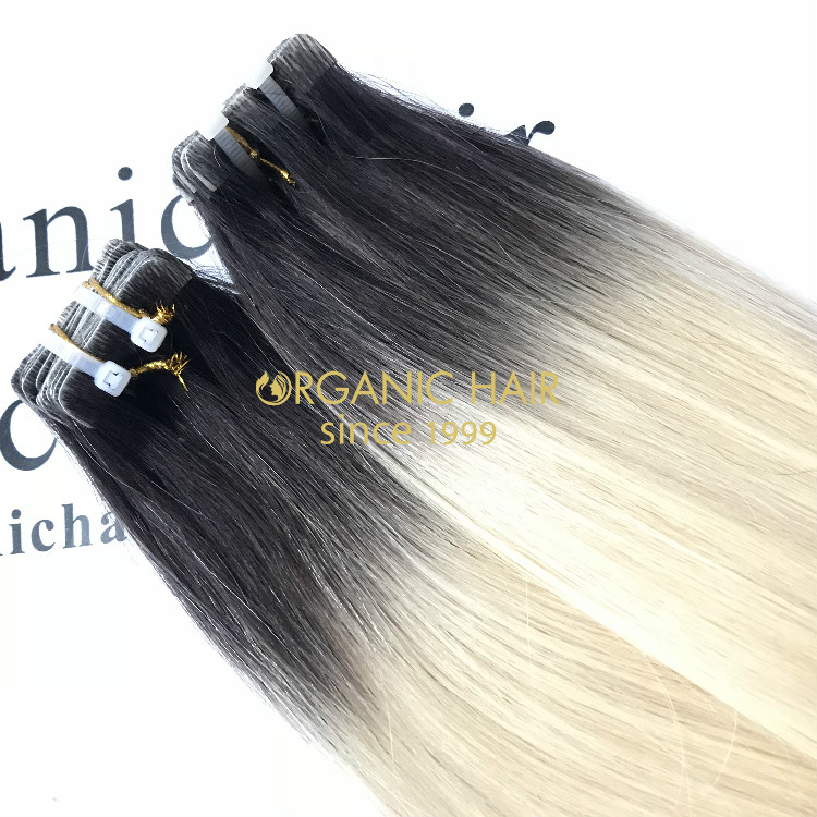 Invisible tape hair extensions - Ombre color #1b/613 PU skin weft GT38